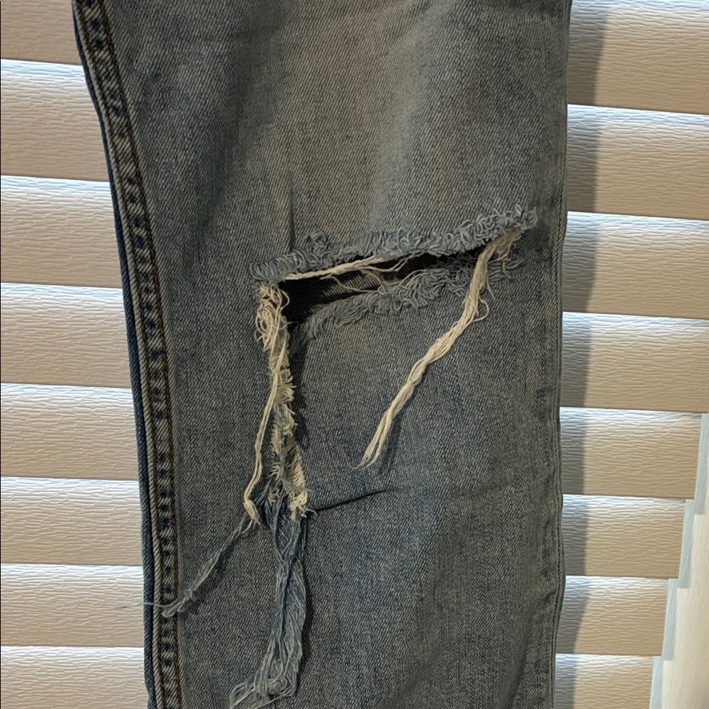 rag & bone Distressed Light Blue Straight Leg Jeans - Picture 4 of 12